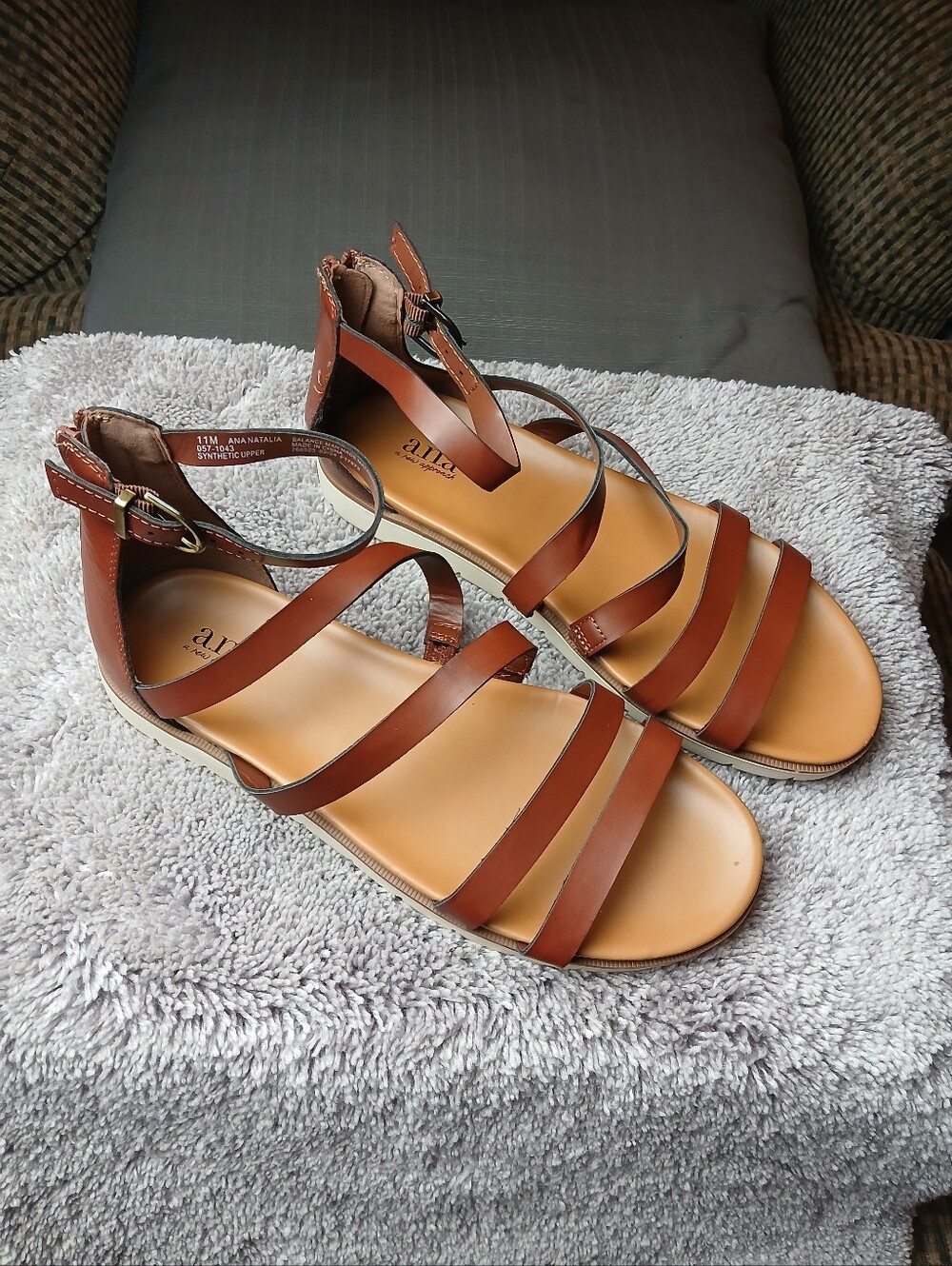 a.n.a Ana Natalia Brown Strappy Zip Back Gladiator Sandals 11M